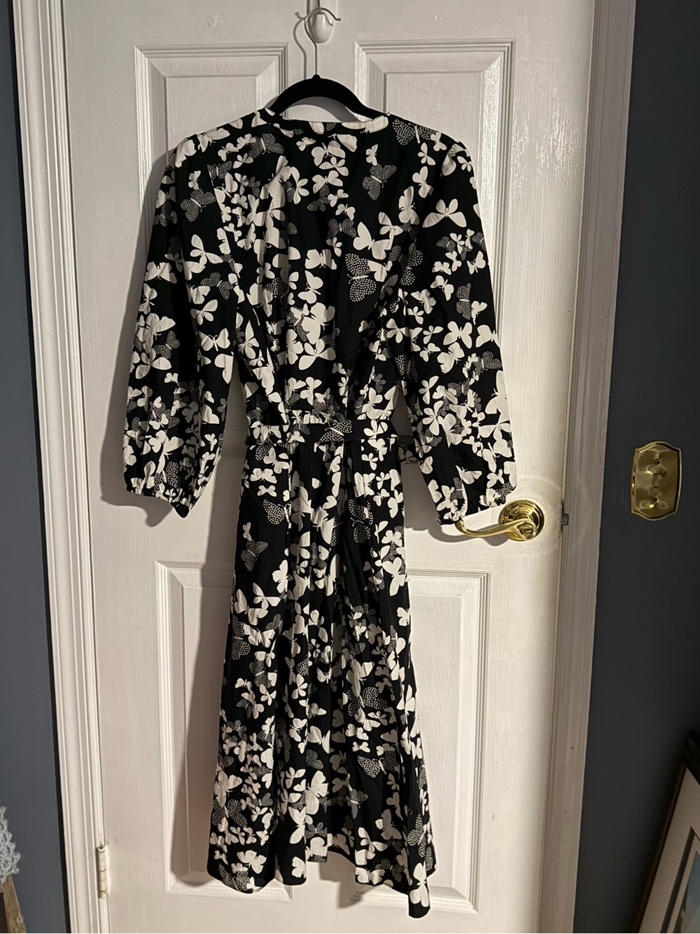 Talbots Black and White Butterfly Button-Front Dress